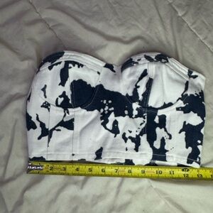 Cider Blue and White Strapless Top size small